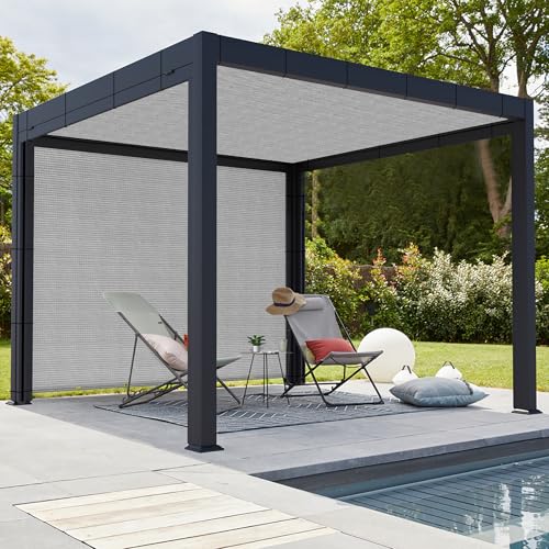 Coarbor Straight Edge brown Blue Brown Sun Shade Sail for Pergola Patio Gazebo Pool Awning Canopy Shade Grommets Placed All Edges