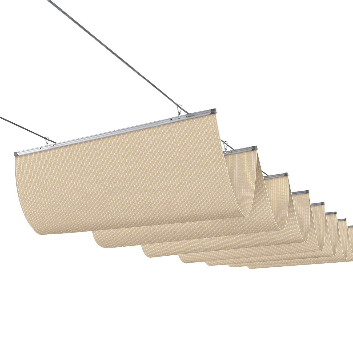 Coarbor Upgraded Retractable Replacement Pergola Canopy Shade Cover 3'Wx10'L Beige Slide Wire Canopy Wave Shade Extendable Shade Cover Shade Sail for Patio Deck Porch Gazebo