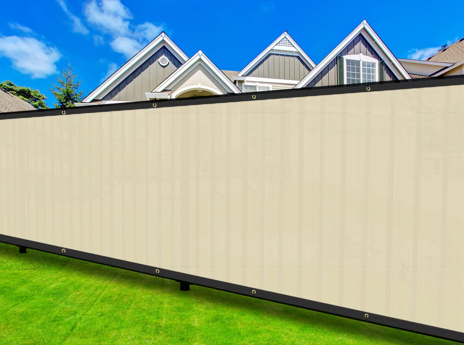 Coarbor Black Privacy Fence Screen: Privacy Fence with Zip Ties and Grommets Privacy Screen for Chain Link Fence 90% Blockage Heavy Duty Fence Cover