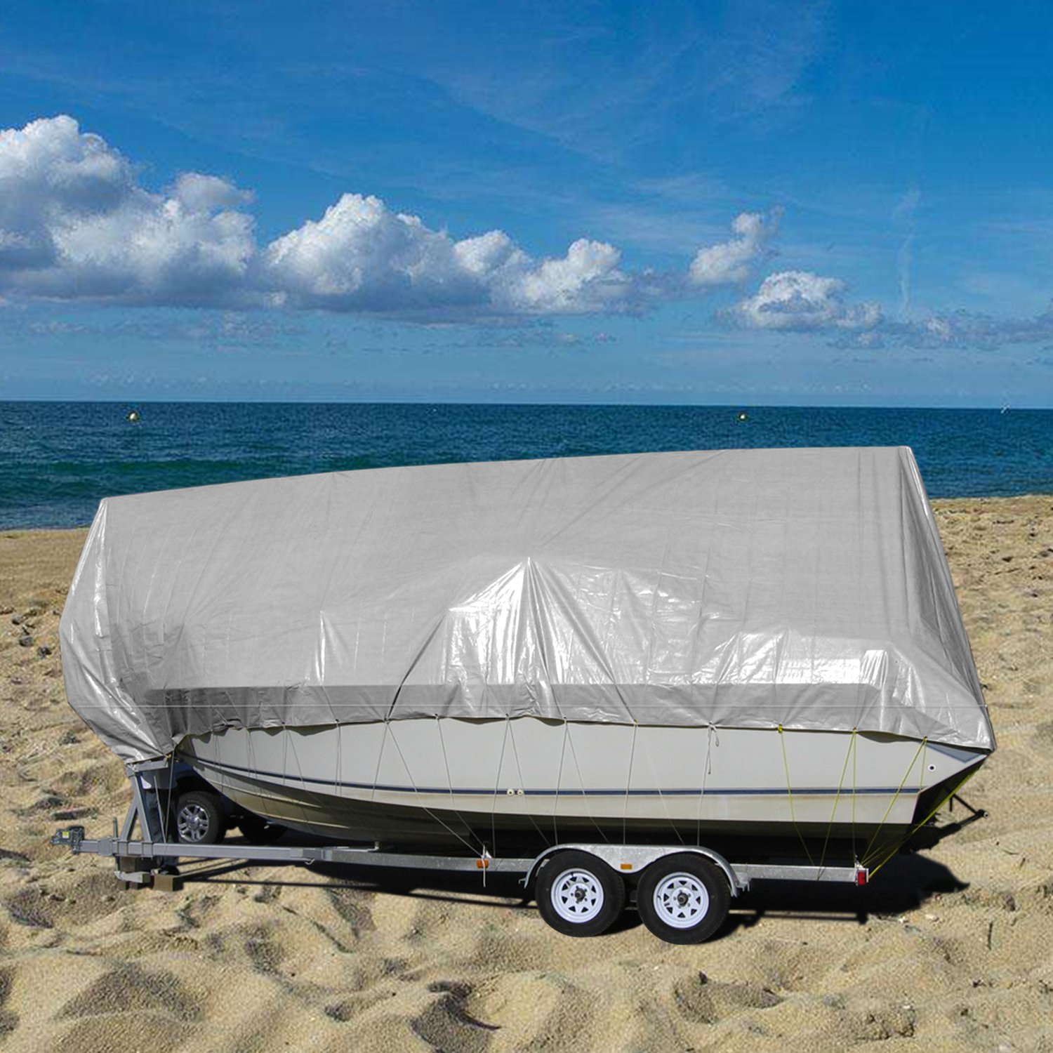 Coarbor Waterproof Tarp High Quality Matertial 10 Mil Protect Outdoor Boat RV Pool Cover Silver