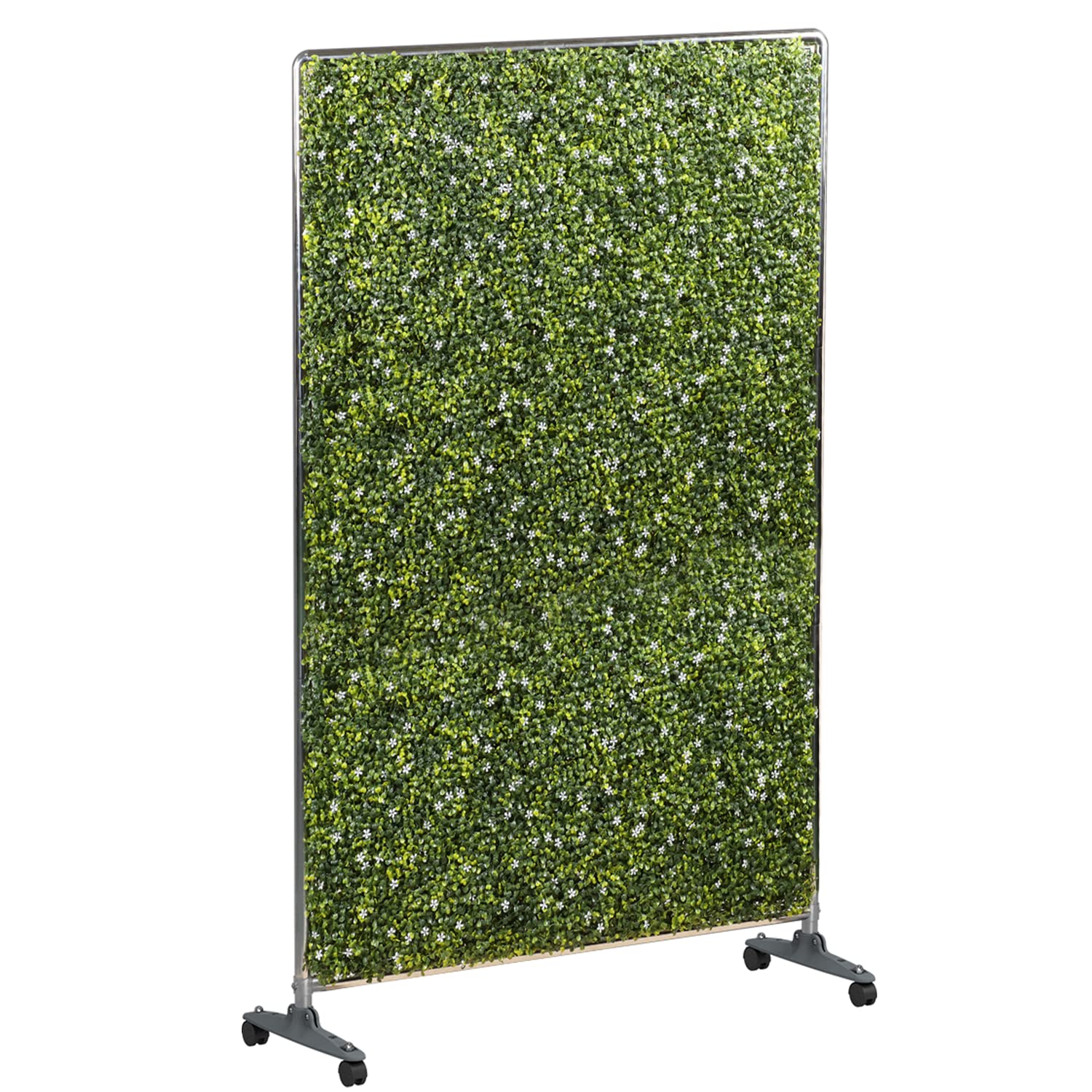 Coarbor Mobile Privacy Screen Divider: Boxwood Room Divider with Smooth Wheels Home Décor Hedge Fence Backdrop for Backyard