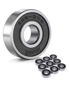 Shinport 608-2RS Ball Bearings: Premium Double Rubber Sealed Deep Groove Bearings for Skateboards, Inline Skates, Scooters, and More - 10pcs