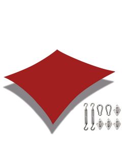 Coarbor 24'x24' Sun Shade Sail Waterproof Canopy with Hardware Kit Rectangle Sunshine Block Polyester for Pergola Carport Awning Patio Yard Deck- Red
