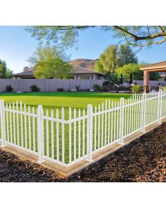 Coarbor Vinyl Picket Fence Panel 2 Panels Garden Decorative Fence No Ground Spike for Yard Border Vinyl Outdoor Fence Pet Barrier Temporary Small Dog Fence - Customizable with Size,Color and Number of Items