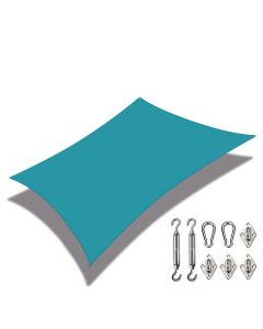 Coarbor 23'x24' Sun Shade Sail Waterproof Canopy with Hardware Kit Rectangle Sunshine Block Polyester for Pergola Carport Awning Patio Yard Deck- Turquoise