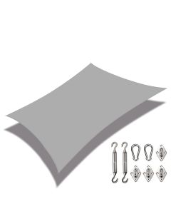 Coarbor 23'x24' Sun Shade Sail Waterproof Canopy with Hardware Kit Rectangle Sunshine Block Polyester for Pergola Carport Awning Patio Yard Deck- Light Grey