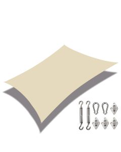 Coarbor 23'x24' Sun Shade Sail Waterproof Canopy with Hardware Kit Rectangle Sunshine Block Polyester for Pergola Carport Awning Patio Yard Deck- Beige