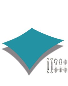 Coarbor 24'x24' Sun Shade Sail Waterproof Canopy with Hardware Kit Rectangle Sunshine Block Polyester for Pergola Carport Awning Patio Yard Deck- Turquoise