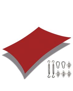 Coarbor 23'x24' Sun Shade Sail Waterproof Canopy with Hardware Kit Rectangle Sunshine Block Polyester for Pergola Carport Awning Patio Yard Deck- Red