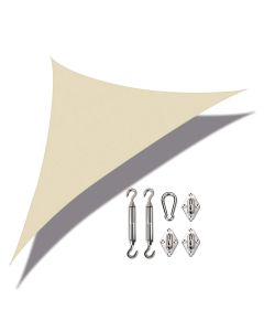 Coarbor Waterproof 24'x24'x33.9' Beige Sun Shade Sail Right Triangle Canopy Fabric Shade Cover with Hardware Kit Polyester for Deck Pergola Carport Patio Yard