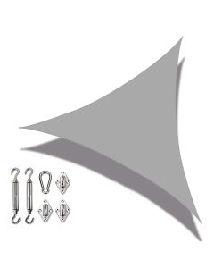 Coarbor Waterproof 24'x24'x24' Sun Shade Sail Canopy Cover Triangle with Hardware Kit Polyester for Pergola Carport Awning Patio Deck Yard- Light Grey