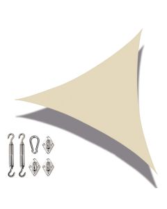 Coarbor Waterproof 24'x24'x24' Sun Shade Sail Canopy Cover Triangle with Hardware Kit Polyester for Pergola Carport Awning Patio Deck Yard- Beige