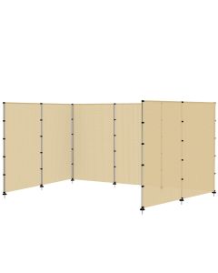 Coarbor Outdoor Privacy Fence Dogs Pool Fence Wood Concrete Mount Freestanding Privacy Screen Fencing with Bolts Poles Fabric Outside Deck Yard Barrier Fence Hollow Beige 6'x99'