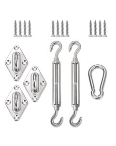 Coarbor Triangle Shade Sail Hardware Kit Stainless Steel Accessary Includes Turnbuckles Pad Eyes Snap Hooks Screws Sunsail Installation Tighten Sail to Install A Canopy-8 inches
