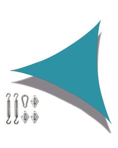 Coarbor Waterproof 24'x24'x24' Sun Shade Sail Canopy Cover Triangle with Hardware Kit Polyester for Pergola Carport Awning Patio Deck Yard- Turquoise