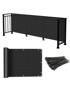 Coarbor 2.5'x99' Balcony Privacy Fence Screen Balcony Cover for Balcony Outdoor Porch Verandah Deck Terrace Patio Backyard Railing 160GSM 90% Blockage Black