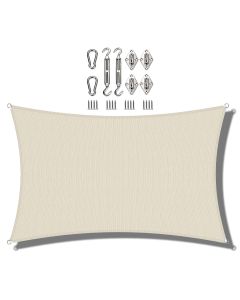 Coarbor 23'x24' Sun Shade Sail with Hardware Kit Rectangle Beige sunshine Block Fabric Canopy Shade Cover Perfect for Patio Deck Yard Outdoor Garden