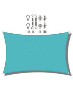 Coarbor 20'x24' Sun Shade Sail with Hardware Kit Rectangle Turquoise Green sunshine Block Fabric Canopy Shade Cover Perfect for Patio Deck Yard Outdoor Garden