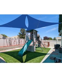 Coarbor 16'x16'x16' Sun Shade Sail Triangle Heavy Duty Fabric Cloth Screen for Patio Garden Yard Deck Pergola Canopy Water Permeable & UV Resistant (Blue)