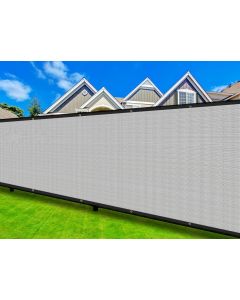 Coarbor 9'x99' Privacy Fence Screen Cover Mesh Blocker with Brass Grommets 180GSM Heavy Duty Fencing for Outdoor Back Yard Patio and Deck Backyard Garden Blocking Neighbor Light Grey