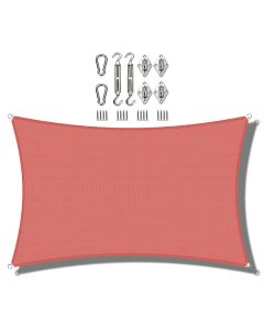 Coarbor 20'x24' Sun Shade Sail with Hardware Kit Rectangle Red sunshine Block Fabric Canopy Shade Cover Perfect for Patio Deck Yard Outdoor Garden