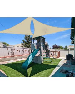 Coarbor 16'x16'x16' Sun Shade Sail Triangle Heavy Duty Fabric Cloth Screen for Patio Garden Yard Deck Pergola Canopy Water Permeable & UV Resistant (Beige)