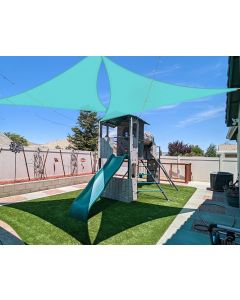 Coarbor 20'x20'x20' Sun Shade Sail Triangle Heavy Duty Fabric Cloth Screen for Patio Garden Yard Deck Pergola Canopy Water Permeable & UV Resistant (Turquoise)