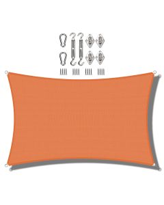 Coarbor 23'x24' Sun Shade Sail with Hardware Kit Rectangle Orange sunshine Block Fabric Canopy Shade Cover Perfect for Patio Deck Yard Outdoor Garden