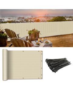 Coarbor 3'x99' Balcony Privacy Fence Screen Mesh Balcony Cover for Balcony Porch Verandah Deck Terrace Patio Backyard Railing 160GSM Up to 90% Blockage Beige