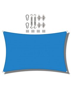 Coarbor 23'x24' Sun Shade Sail with Hardware Kit Rectangle Blue sunshine Block Fabric Canopy Shade Cover Perfect for Patio Deck Yard Outdoor Garden