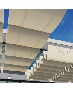 Coarbor 7'Wx16'L Pergola Shade Cover Retractable Shade Awning Slide Flexible Canopy for Patio Deck Porch Hang Down U Shape Wave Shade Cover Wire Cable Hardware Included Beige