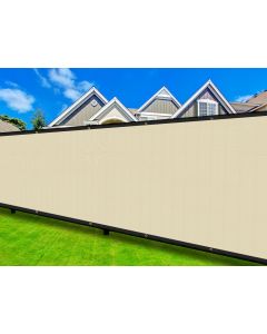 Coarbor 9'x99' Privacy Fence Screen Cover Mesh Blocker with Brass Grommets 180GSM Heavy Duty Fencing for Outdoor Back Yard Patio and Deck Backyard Garden Blocking Neighbor Beige