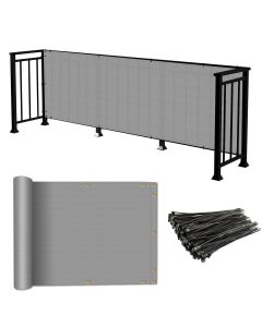 Coarbor 2.5'x99' Balcony Privacy Fence Screen Balcony Cover for Balcony Outdoor Porch Verandah Deck Terrace Patio Backyard Railing 160GSM 90% Blockage Grey