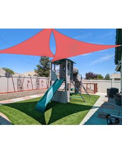 Coarbor 19'x19'x19' Sun Shade Sail Triangle Heavy Duty Fabric Cloth Screen for Patio Garden Yard Deck Pergola Canopy Water Permeable & UV Resistant (Red)