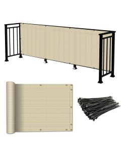 Coarbor 2.5'x99' Balcony Privacy Fence Screen Balcony Cover for Balcony Outdoor Porch Verandah Deck Terrace Patio Backyard Railing 160GSM 90% Blockage Beige