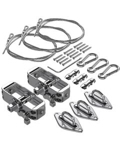 Coarbor Sunshade Sails Hardware Kit, Heavy Duty Sun Shade Sail Accessories, 18' Long Stainless Steel Wire Awning Attachment Tightener Set for Triangle Deck Patio Cover