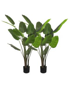 2 Pcs Artificial Bird of Paradise Tree with Planter 64ft Fake Plants Faux Tree Indoor for Home Decor Living Room Decor