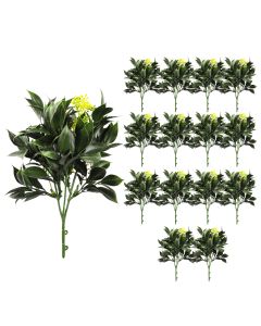 Coarbor 15 PCS Artificial Bushes Plastic Artificial Flowers Fake Outdoor Plants for Home Kitchen Party Flowers Arrangement Wedding Decorations, Green