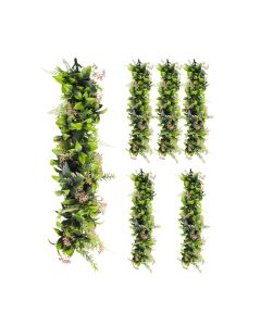 6 PCS Artificial Plant Vines Faux Plants Greenery Garland for Wedding Party Garden Home Kitchen Office Wall Decor Indoor Outdoor Decor, Green Pink