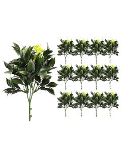 Coarbor 13 PCS Artificial Bushes Plastic Artificial Flowers Fake Outdoor Plants for Home Kitchen Party Flowers Arrangement Wedding Decorations, Green