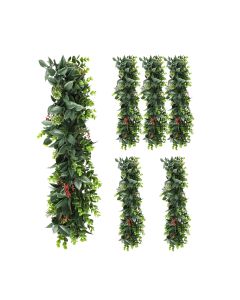 6 PCS Artificial Plant Vines Faux Plants Greenery Garland for Wedding Party Garden Home Kitchen Office Wall Decor Indoor Outdoor Decor, Green Red