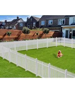 Coarbor 9 Sets 84"x30" Vinyl Picket Fence Panel White PVC Garden Decorative Fence for Yard Border Outdoor Patio Pet Barrier Temporary Small Dog Fence(34x9 Pickets, Straight)