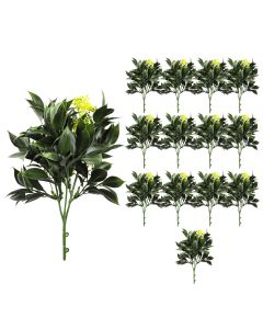 Coarbor 14 PCS Artificial Bushes Plastic Artificial Flowers Fake Outdoor Plants for Home Kitchen Party Flowers Arrangement Wedding Decorations, Green