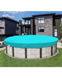 Coarbor 13' Round Winter Pool Cover for 10' Above Ground Pools Waterproof Safety Covers Tarp Wire Rope Hemmed All Edges Super Heavy Duty Strong Double Stitched Seam Turquoise
