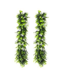 2 PCS Artificial Plant Vines Faux Plants Greenery Garland for Wedding Party Garden Home Kitchen Office Wall Decor Indoor Outdoor Decor, Green White