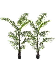 2 Pcs Artificial Palm Tree with Planter Fake Plants 5ft Faux Tree Indoor for Home Decor Living Room Decor
