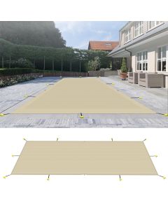 Coarbor Winter Pool Safety Cover Rectangle Mesh Pool Cover Durable Inground Safety Pool Cover for Inground Swimming Pool 24ft x50ft, Beige