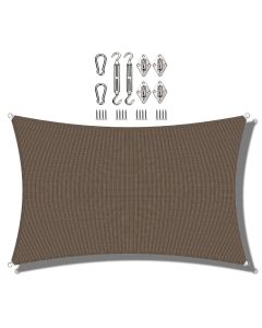 Coarbor 23'x24' Sun Shade Sail with Hardware Kit Rectangle Brown sunshine Block Fabric Canopy Shade Cover Perfect for Patio Deck Yard Outdoor Garden