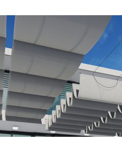 Coarbor 7'Wx40'L Pergola Shade Cover Retractable Shade Awning Slide Flexible Canopy for Patio Deck Porch Hang Down U Shape Wave Shade Cover Wire Cable Hardware Included Light Grey