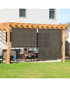 Coarbor Outdoor Roll up Shades Blinds For Pergola Porch Balcony Deck Roller Shade Screen 7'W x 15'L Hollow out Brown